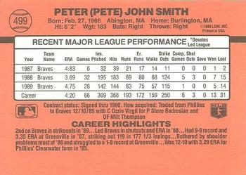 1990 Donruss #499 Pete Smith Back