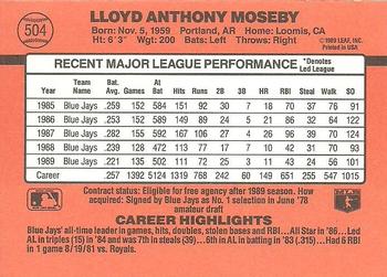 1990 Donruss #504 Lloyd Moseby Back