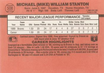 1990 Donruss #508 Mike Stanton Back
