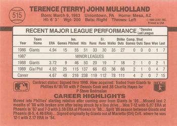 1990 Donruss #515 Terry Mulholland Back