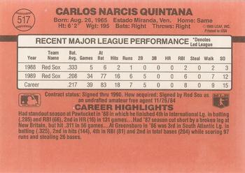 1990 Donruss #517 Carlos Quintana Back