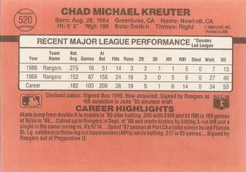 1990 Donruss #520 Chad Kreuter Back