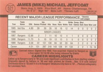 1990 Donruss #521 Mike Jeffcoat Back