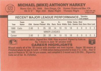 1990 Donruss #522 Mike Harkey Back