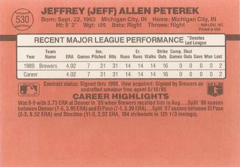 1990 Donruss #530 Jeff Peterek Back