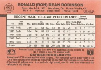 1990 Donruss #553 Ron Robinson Back