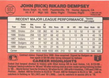 1990 Donruss #557 Rick Dempsey Back