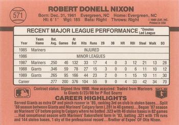 1990 Donruss #571 Donell Nixon Back