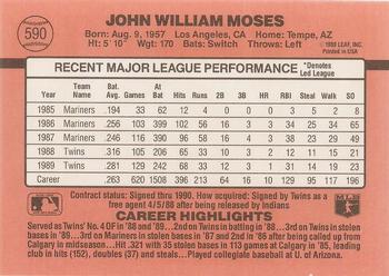 1990 Donruss #590 John Moses Back