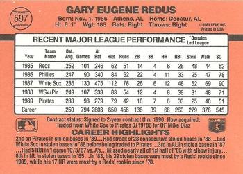 1990 Donruss #597 Gary Redus Back