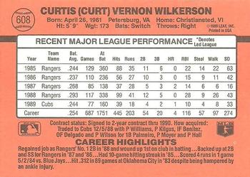 1990 Donruss #608 Curt Wilkerson Back