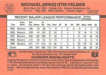 1990 Donruss #609 Mike Felder Back