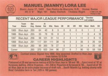 1990 Donruss #620 Manny Lee Back