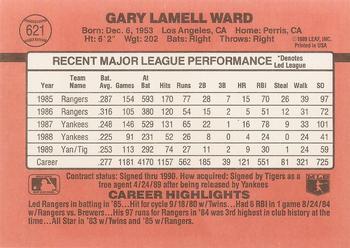 1990 Donruss #621 Gary Ward Back
