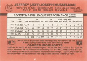 1990 Donruss #623 Jeff Musselman Back