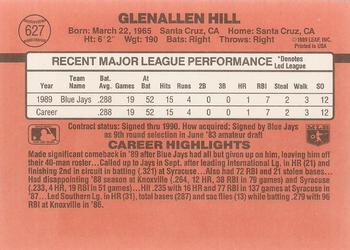 1990 Donruss #627 Glenallen Hill Back