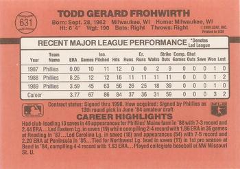1990 Donruss #631 Todd Frohwirth Back