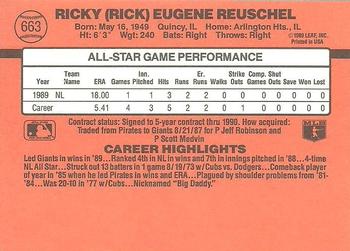 1990 Donruss #663 Rick Reuschel Back
