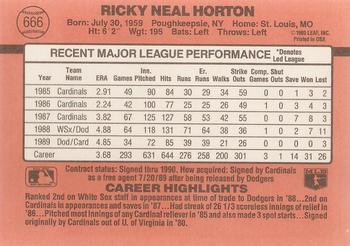 1990 Donruss #666 Ricky Horton Back