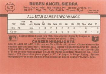 1990 Donruss #673 Ruben Sierra Back