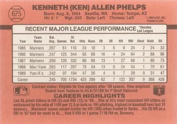 1990 Donruss #675 Ken Phelps Back