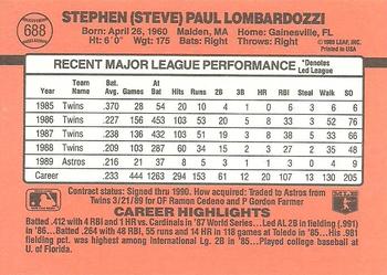 1990 Donruss #688 Steve Lombardozzi Back