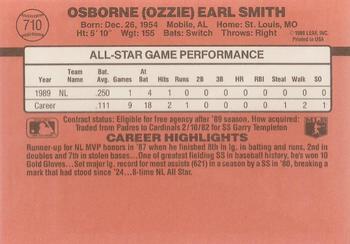 1990 Donruss #710 Ozzie Smith Back