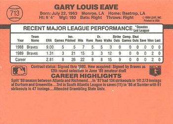 1990 Donruss #713 Gary Eave Back