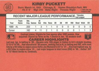 1990 Donruss #683 Kirby Puckett Back