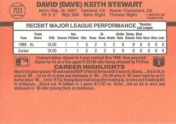 1990 Donruss #703 Dave Stewart Back