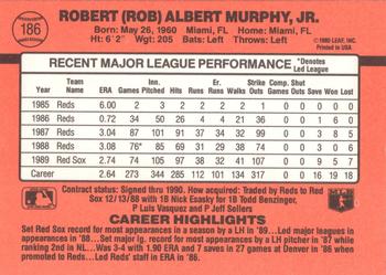 1990 Donruss #186 Rob Murphy Back