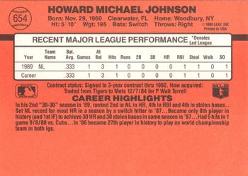 1990 Donruss #654 Howard Johnson Back