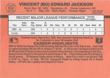 1990 Donruss #650 Bo Jackson Back