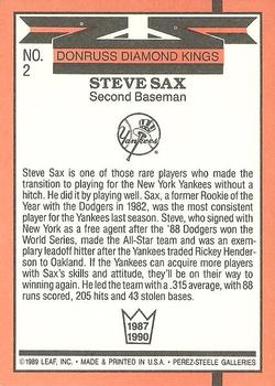 1990 Donruss #2 Steve Sax Back