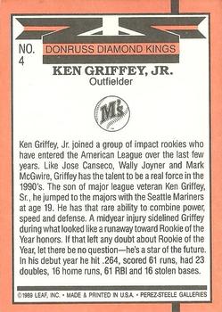 1990 Donruss #4 Ken Griffey Jr. Back