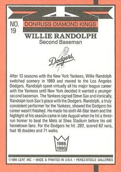 1990 Donruss #19 Willie Randolph Back