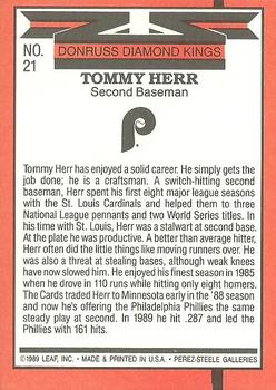 1990 Donruss #21 Tommy Herr Back