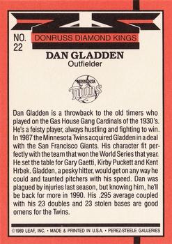 1990 Donruss #22 Dan Gladden Back