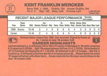 1990 Donruss #31 Kent Mercker Back