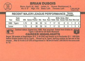 1990 Donruss #38 Brian DuBois Back