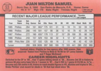 1990 Donruss Juan Samuel #53 Baseball Card