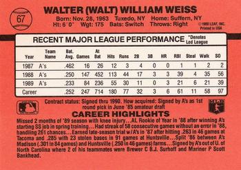 1990 Donruss #67 Walt Weiss Back