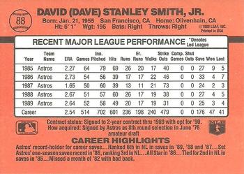 1990 Donruss #88 Dave Smith Back