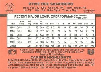 1990 Donruss #105 Ryne Sandberg Back