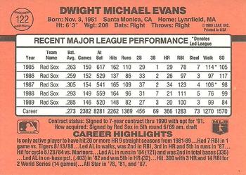 1990 Donruss #122 Dwight Evans Back