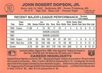 1990 Donruss #162 John Dopson Back