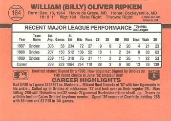 1990 Donruss #164 Billy Ripken Back