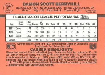 1990 Donruss #167 Damon Berryhill Back