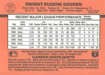 1990 Donruss #171 Dwight Gooden Back