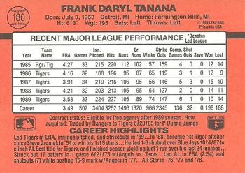 1990 Donruss #180 Frank Tanana Back
